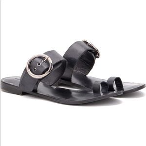 VINTAGE FOUNDRY LILITH LEATHER FLAT SANDALS BLACK SIZE 8 NWOT